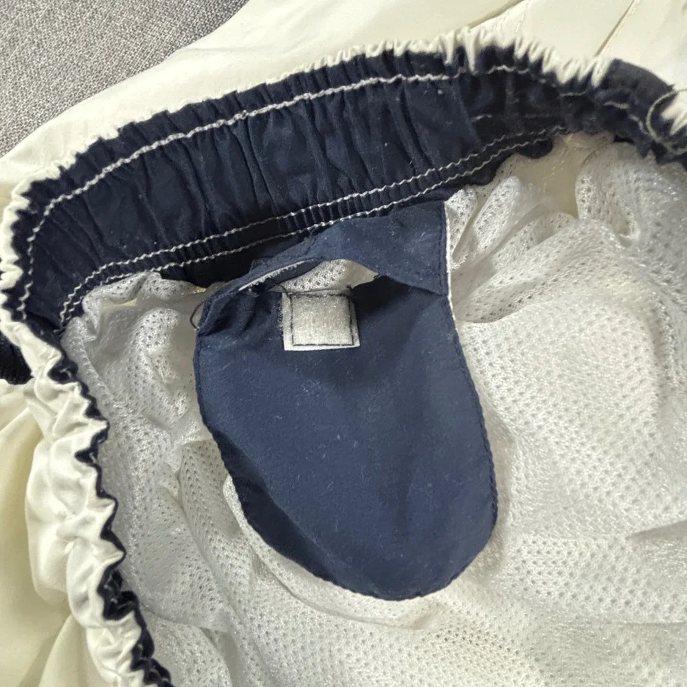 U.S. Polo Assn. Mens Cargo Swim Trunks Small White Navy Y2K Preppy Board Shorts